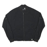 ADIDAS Womens Black Bomber Jacket S Polyester Blend Plain Zip Casual Lightweight