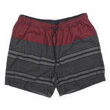 NAUTICA Mens Shorts Red & Black Striped XL W34 Casual Drawstring Swimwear