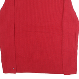 TOMMY HILFIGER Womens Red Patterned Cotton Jumper V-Neck Basic Knit L Classic