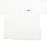 PACIFIC Mens White Cotton Blend Shirt L Casual Short Sleeve Front Pockets