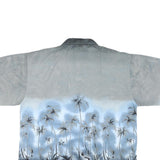 ALAHIA JOE Mens Grey & Blue Hawaiian Shirt XL Beach Palm Tree Print Relaxed Fit