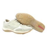 PRADA Womens Leather Low Top Trainers Cream UK 5 Suede Sport Casual Designer