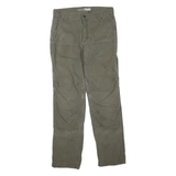 CARHARTT Mens Cotton Blend Relaxed Green W31 L32 Workwear Trousers Zip Closure