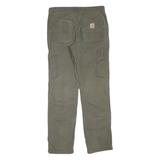 CARHARTT Mens Cotton Blend Relaxed Green W31 L32 Workwear Trousers Zip Closure