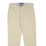 TOMMY HILFIGER Mens Cotton Blend Beige Regular Fit Straight Trousers W32 L30