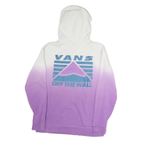 VANS Mens White & Purple Gradient Pullover Hoodie S Off The Wall Print
