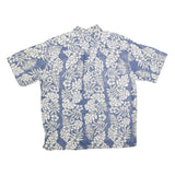 COOKE STREET Mens Blue & White Floral Cotton Blend Short Sleeve Shirt XL Casual