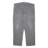 CARHARTT Mens Relaxed Grey Cotton Blend Trousers W40 L29 Workwear Zip Closure