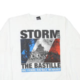 THE BEST Mens White Storm The Bastille Graphic T-Shirt XL Long Sleeve Crew Neck