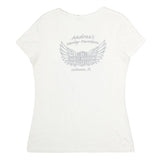 HARLEY DAVIDSON Womens White Graphic T-Shirt L Short Sleeve Scoop Neck Casual