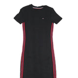 TOMMY HILFIGER Womens Black Bodycon Cotton Blend Short Sleeve Midi Dress XXS