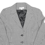 Womens Black & White Houndstooth Jacket L Cotton Blend Button Closure Classic