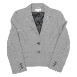 Womens Black & White Houndstooth Jacket L Cotton Blend Button Closure Classic