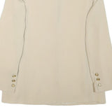 Womens Beige Cream Button Blazer Jacket L Polyester Blend Plain Gold Buttons