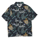 H&M Mens Black Pattern Shirt M Cotton Blend Button Collar Casual