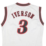 CHAMPION Mens White & Red Sixers Iverson Basketball Jersey L Sleeveless V-Neck