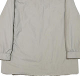 Womens Beige Jacket L Polyester Blend Plain Button Closure Faux Fur Collar Warm