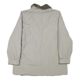 Womens Beige Jacket L Polyester Blend Plain Button Closure Faux Fur Collar Warm