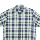 NAUTICA Mens Blue Green Plaid Casual Shirt M Short Sleeve Cotton Blend Button