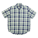 NAUTICA Mens Blue Green Plaid Casual Shirt M Short Sleeve Cotton Blend Button