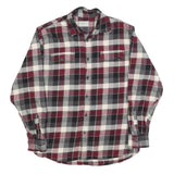 JACHS Mens Burgundy Black & Cream Check Shirt M Casual Long Sleeve Cotton Blend