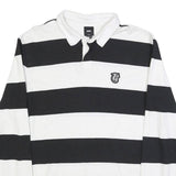 VANS Mens Black & White Striped Long Sleeve Polo Shirt L Cotton Blend Casual
