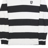 VANS Mens Black & White Striped Long Sleeve Polo Shirt L Cotton Blend Casual