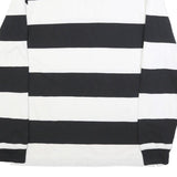 VANS Mens Black & White Striped Long Sleeve Polo Shirt L Cotton Blend Casual