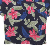 ISLAND TRADERS Womens Navy Blue & Red Floral Rayon Shirt S Tropical Print