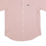 CHAPS RALPH LAUREN Mens Red & White Check Shirt M Cotton Blend Short Sleeve