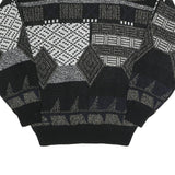 EXPRESSIONS Mens Black Grey Patterned Acrylic Jumper Crew Neck L Casual Comfort