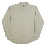 TOMMY HILFIGER Mens Beige Classic Fit Shirt XL Cotton Blend Long Sleeve Button