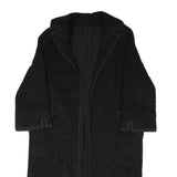 Womens Black Textured Long Sleeve Classic Jacket M Polyester Blend Plain Elegant