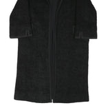 Womens Black Textured Long Sleeve Classic Jacket M Polyester Blend Plain Elegant