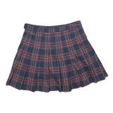 FOREVER 21 Womens Blue & Red Plaid Pleated Mini Cotton Blend Skirt M Schoolgirl