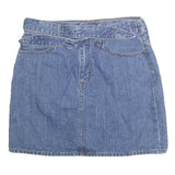 MADSWELL Womens Blue Denim Mini Cotton Blend Skirt Belted Casual M