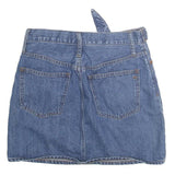 MADSWELL Womens Blue Denim Mini Cotton Blend Skirt Belted Casual M