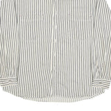 BUCKLE BAY Mens White & Black Striped Shirt XL Casual Cotton Blend Long Sleeve