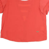 ONLY Womens Red Top Short Sleeve Round Neck Cutout Size S Stylish Summer