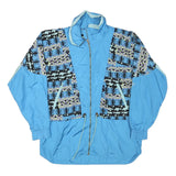 TRUIMPH SPORT Mens Blue Polyester Blend Zip Jacket L Printed Panel Sporty Casual