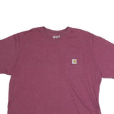 CARHARTT Womens Maroon Plain T-Shirt XL Short Sleeve Crew Neck Pocket Logo