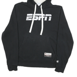 CHAMPION Mens Black Hoodie S Esprit Logo Cotton Blend Pullover Hoodie