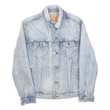 LEVI'S Mens Blue Cotton Denim Jacket M Button Plain Classic Faded Casual