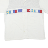 Alan Stuart Mens White & Blue Flag Pattern Cotton Blend Shirt L Summer Casual