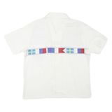 Alan Stuart Mens White & Blue Flag Pattern Cotton Blend Shirt L Summer Casual