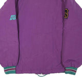 NHL Mens Purple Anaheim Mighty Ducks Nylon Zip Jacket S Team Logo Embroidered