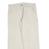 CARHARTT Mens Cotton Blend Cream Relaxed Straight Trousers W38 L30 Workwear