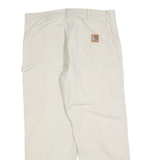 CARHARTT Mens Cotton Blend Cream Relaxed Straight Trousers W38 L30 Workwear
