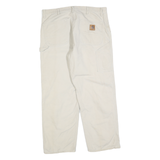 CARHARTT Mens Cotton Blend Cream Relaxed Straight Trousers W38 L30 Workwear