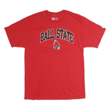 RUSSELL ATHLETIC Mens Red Ball State Graphic T-Shirt M Short Sleeve Crew Neck